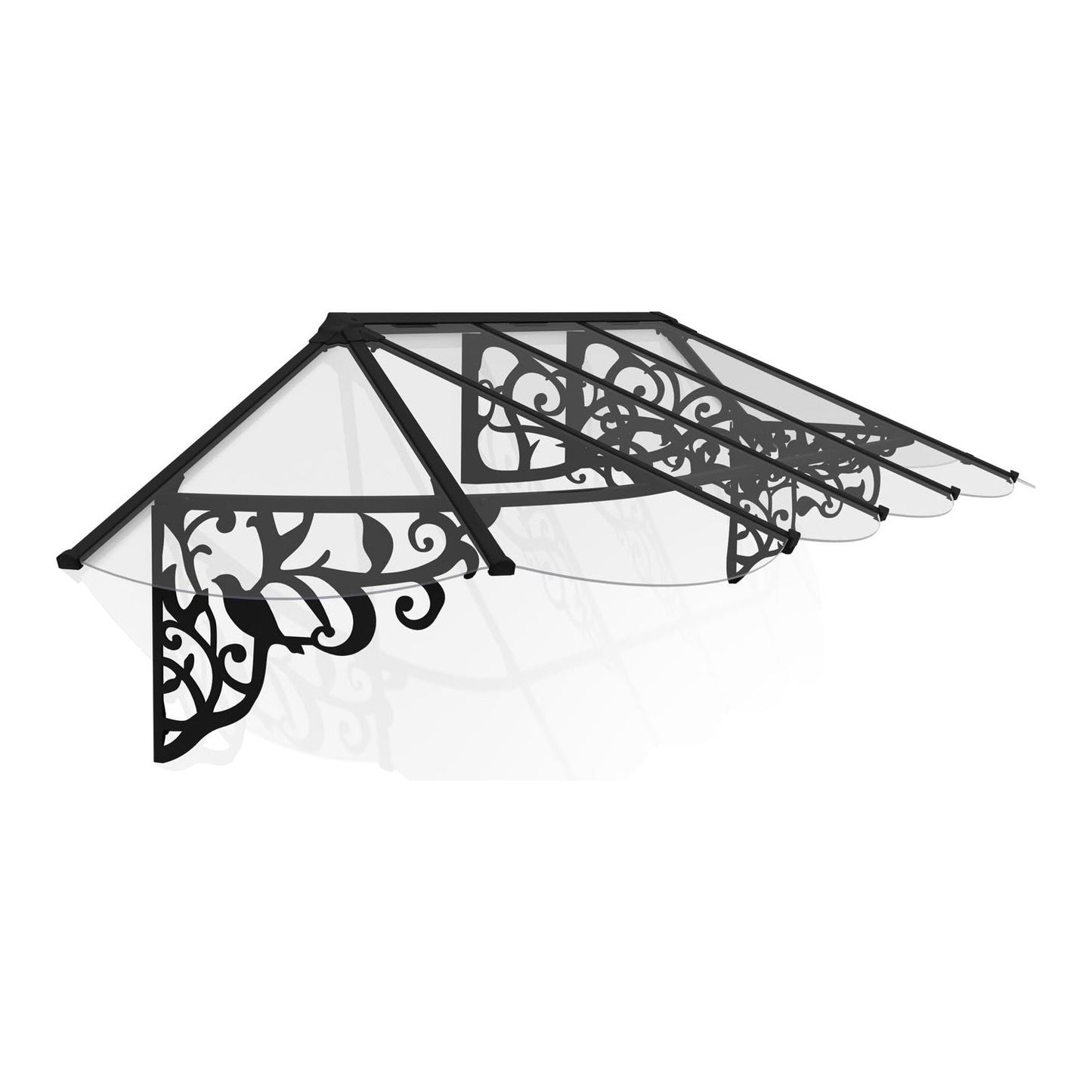 Canopia Lily Door Canopy - Black Aluminium Frame & Clear Polycarbonate