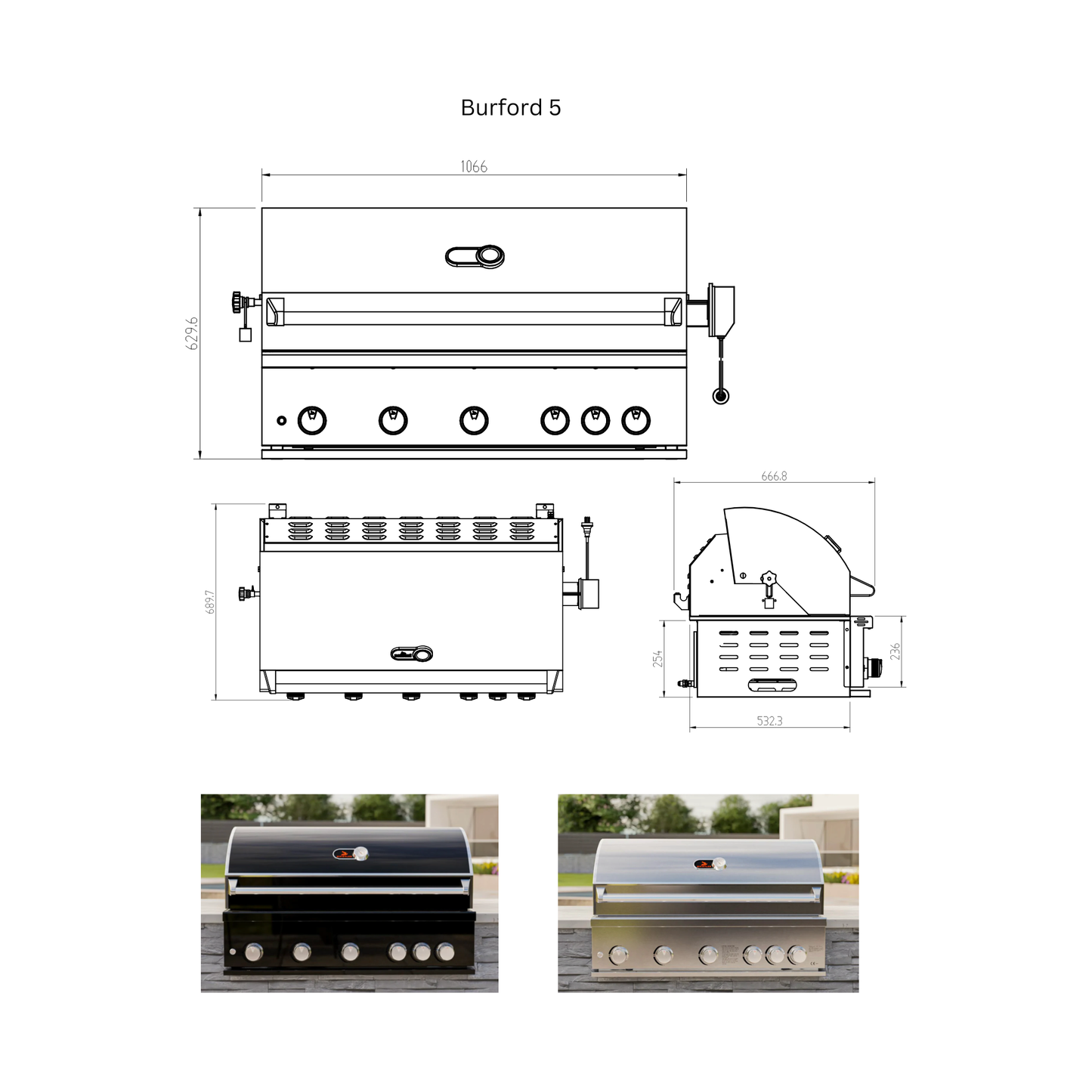 Whistler Fairford Outdoor Kitchen with Burford 5-Burner BBQ | 3.6M