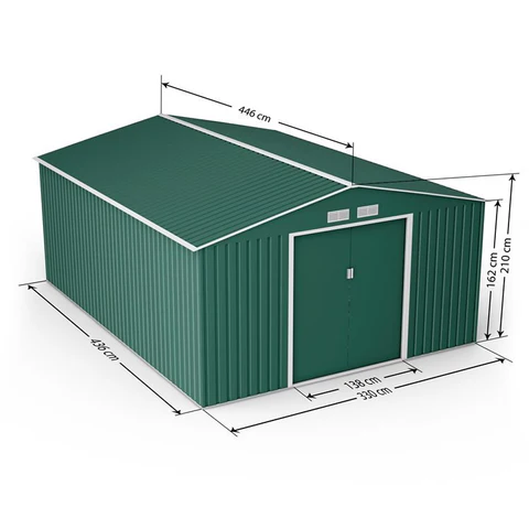 Lotus Orion 11x14 Apex Dark Green Metal Shed With Foundation Kit