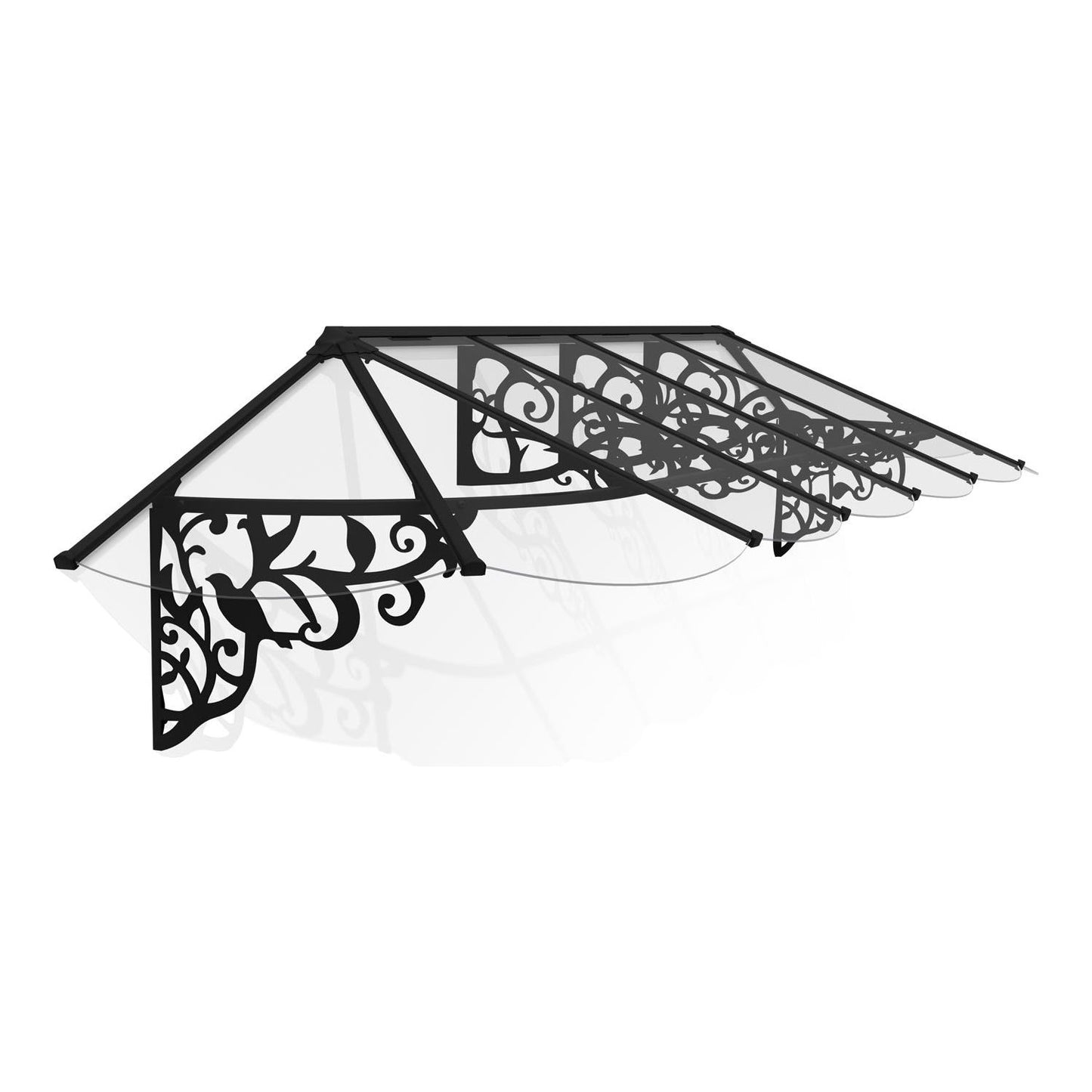 Canopia Lily Door Canopy - Black Aluminium Frame & Clear Polycarbonate