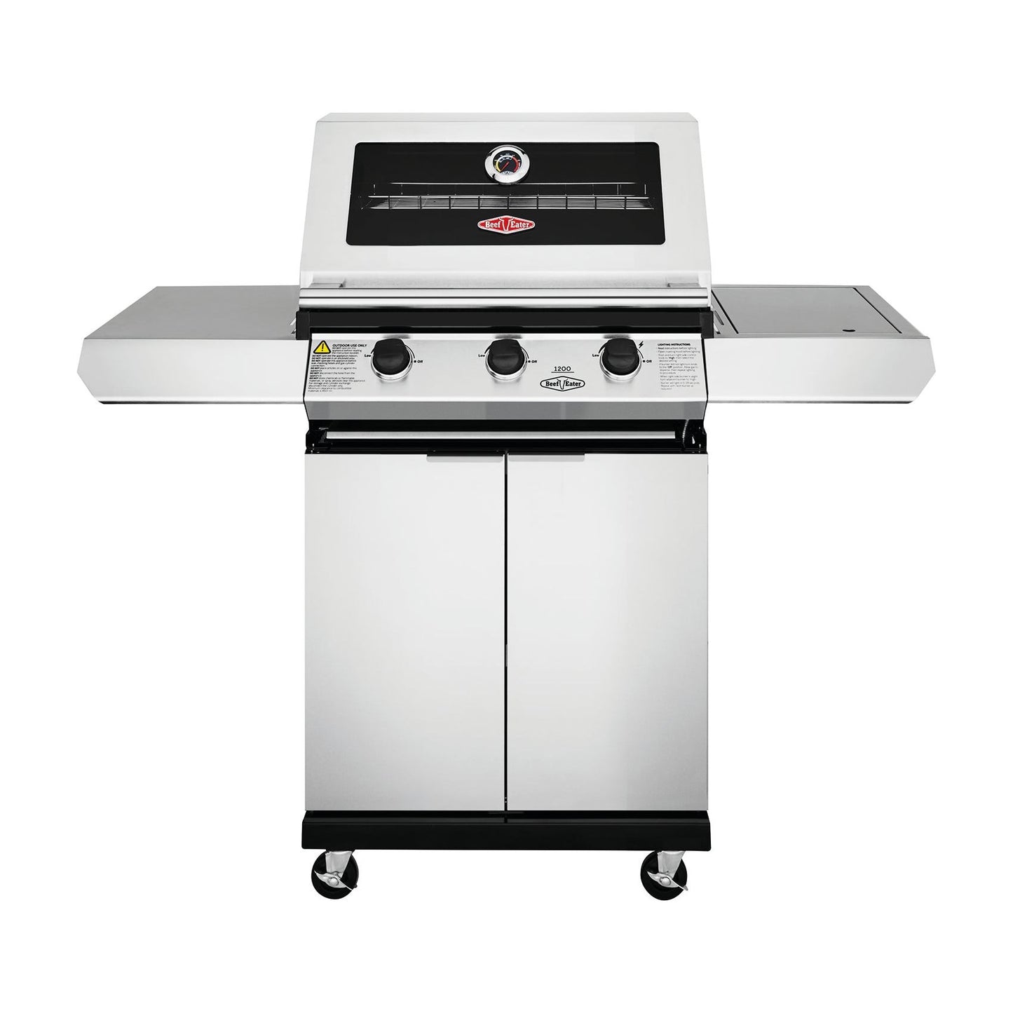 Beefeater 1200S Series 3 Burner Gas BBQ with Trolley and Side Burner from the front