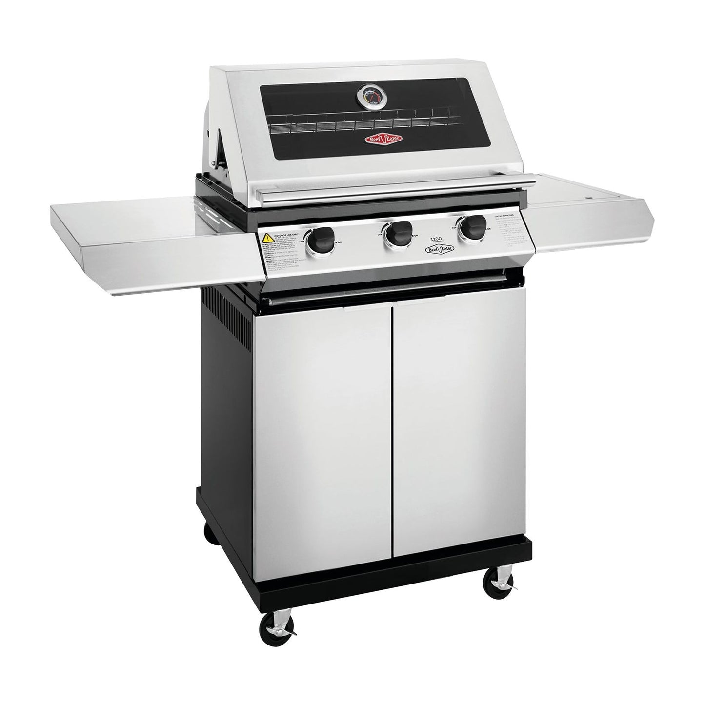 Beefeater 1200S Series 3 Burner Gas BBQ with Trolley and Side Burner from the side