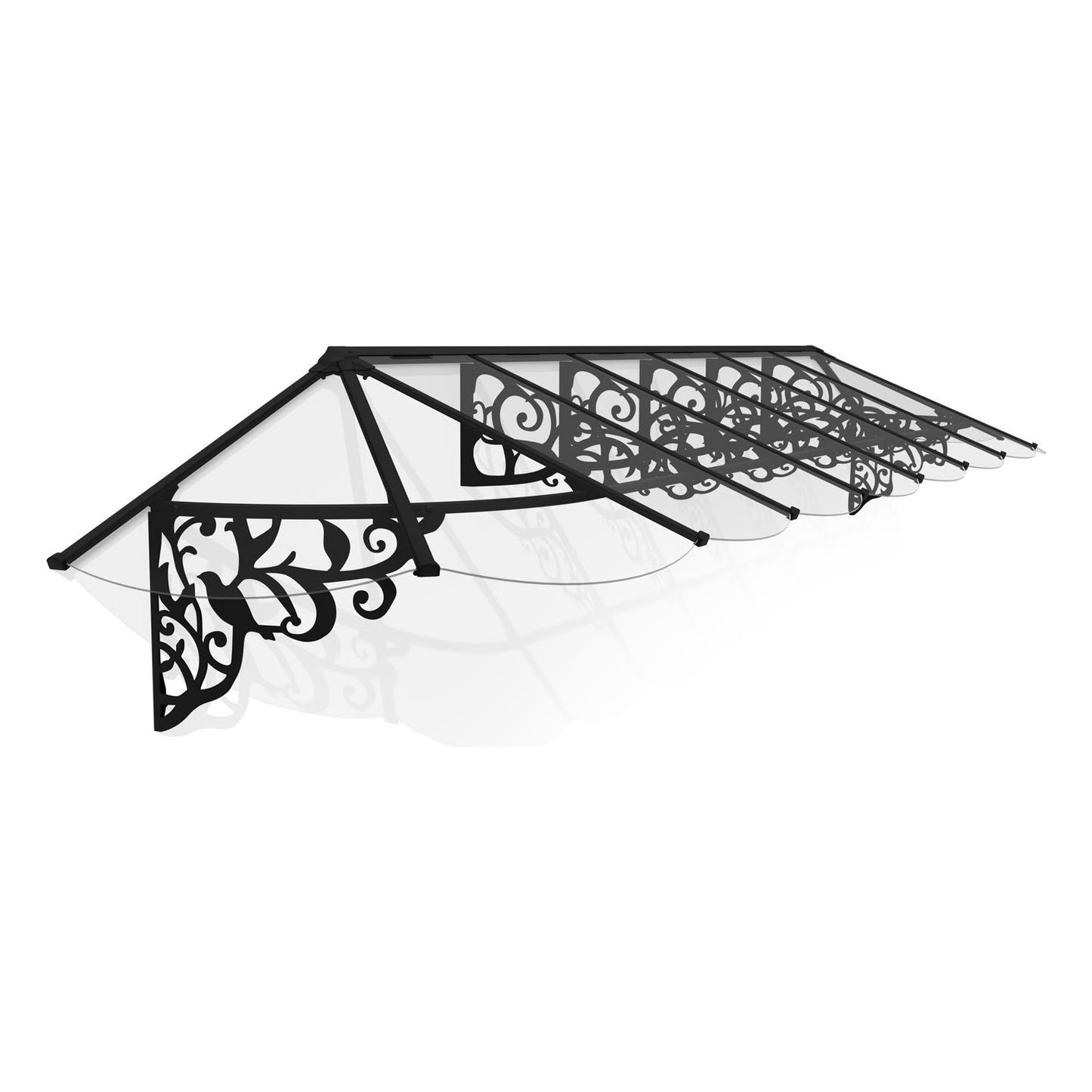 Canopia Lily Door Canopy - Black Aluminium Frame & Clear Polycarbonate