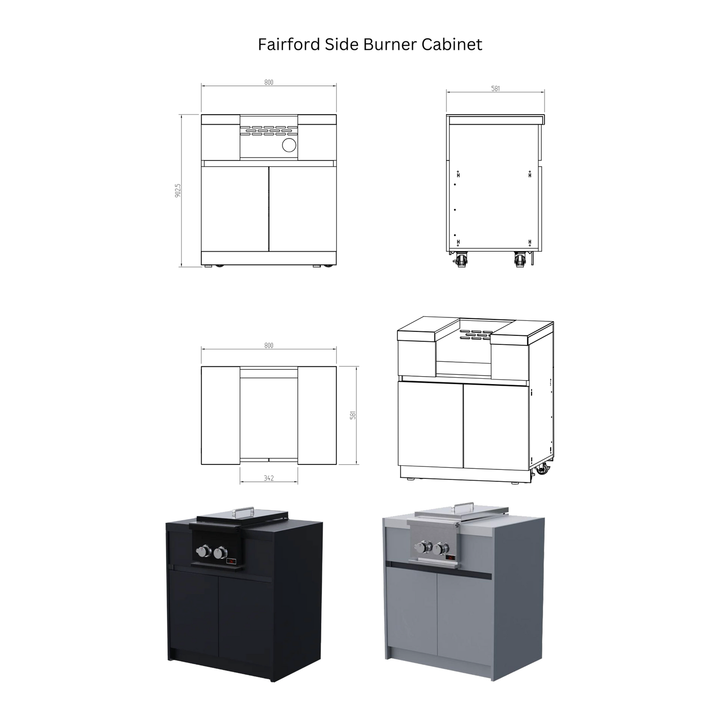 Whistler Fairford Black Outdoor Kitchen with Burford 5 Burner BBQ | 5.2M