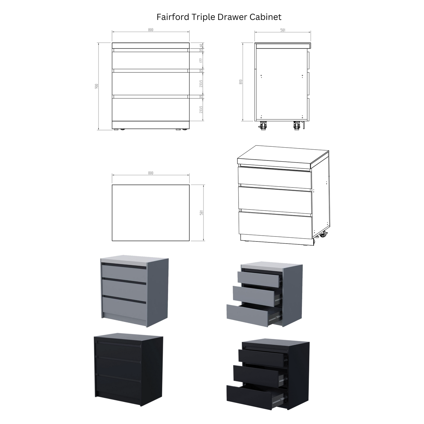 Whistler Fairford Black Outdoor Kitchen with Burford 5-Burner BBQ | 3.5M