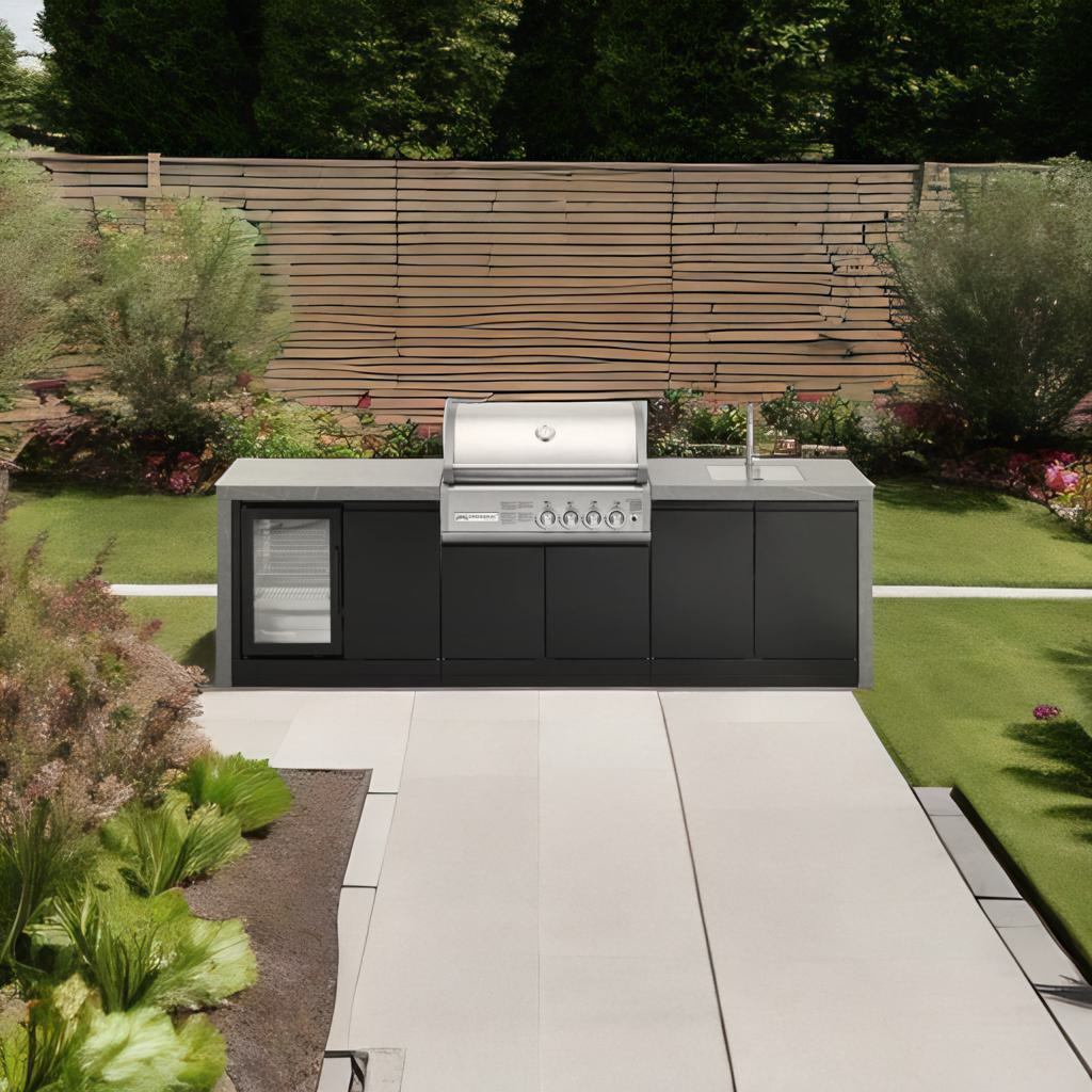 GrandPro 284 Crossray Outdoor Kitchen with Fridge + Sink Waterfall Edition