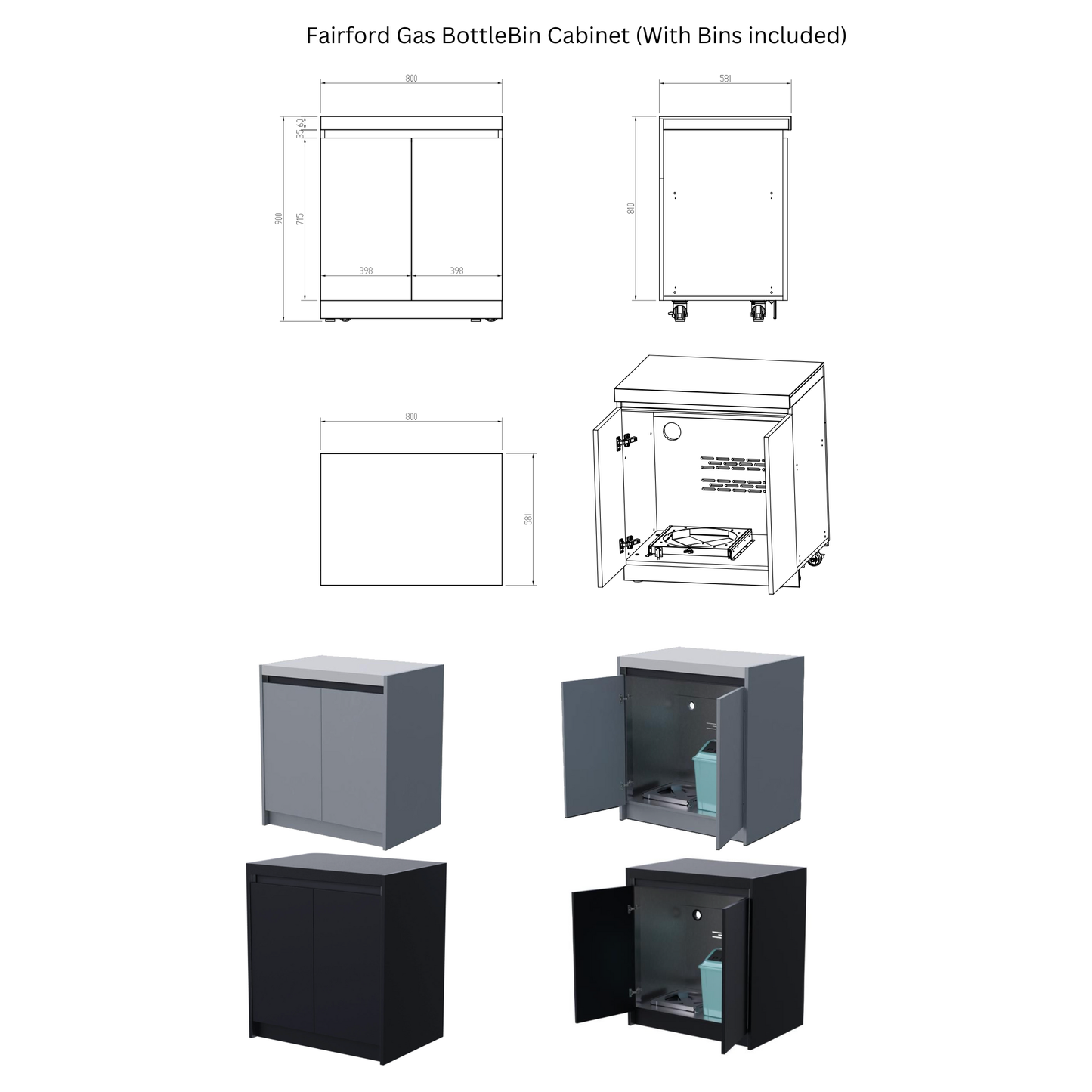 Whistler Fairford Grey Outdoor Kitchen with Burford 5-Burner BBQ | 3.6M X 1.5M