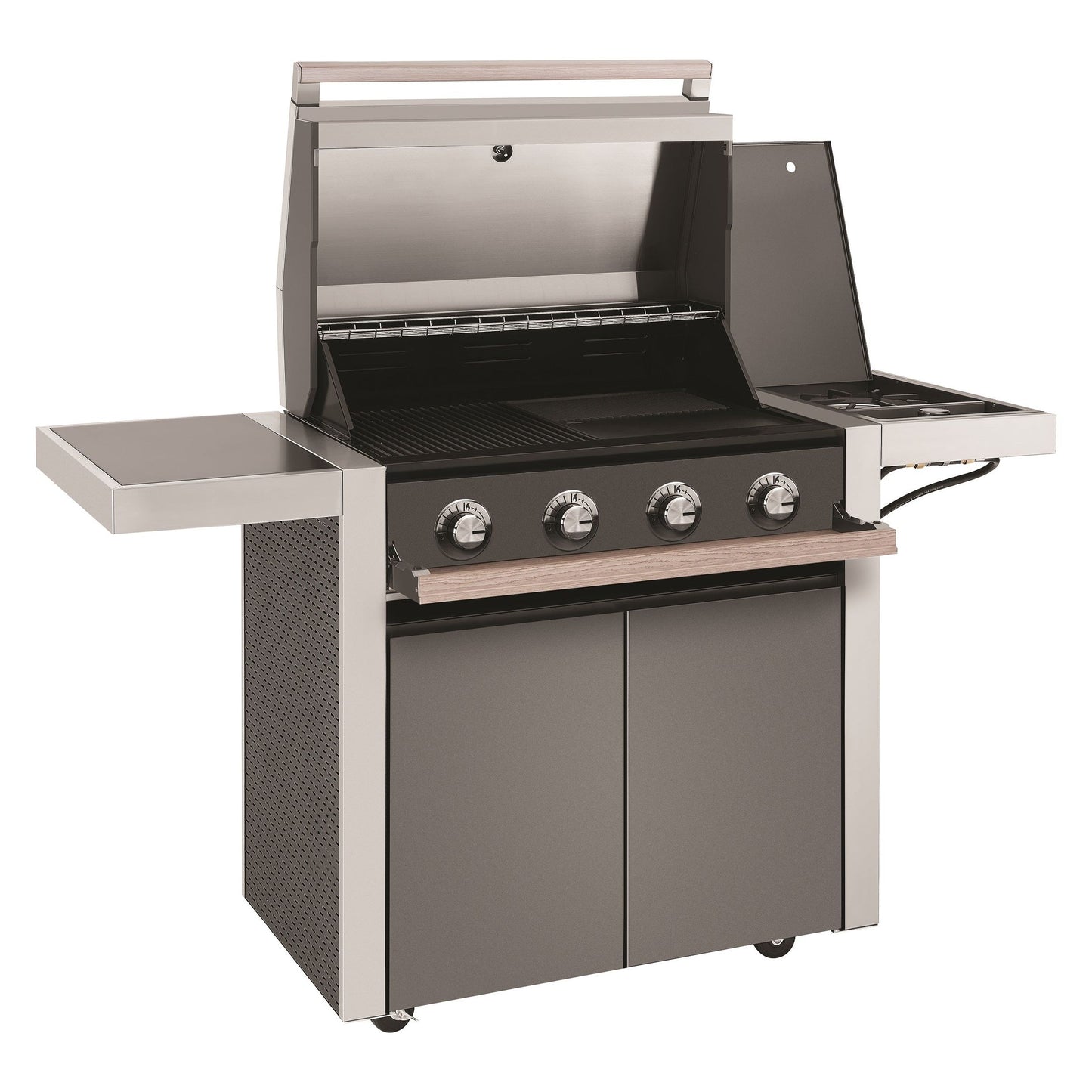 Beefeater 1500 Series 4 Burner Gas BBQ with Trolley and Side Burner from the side