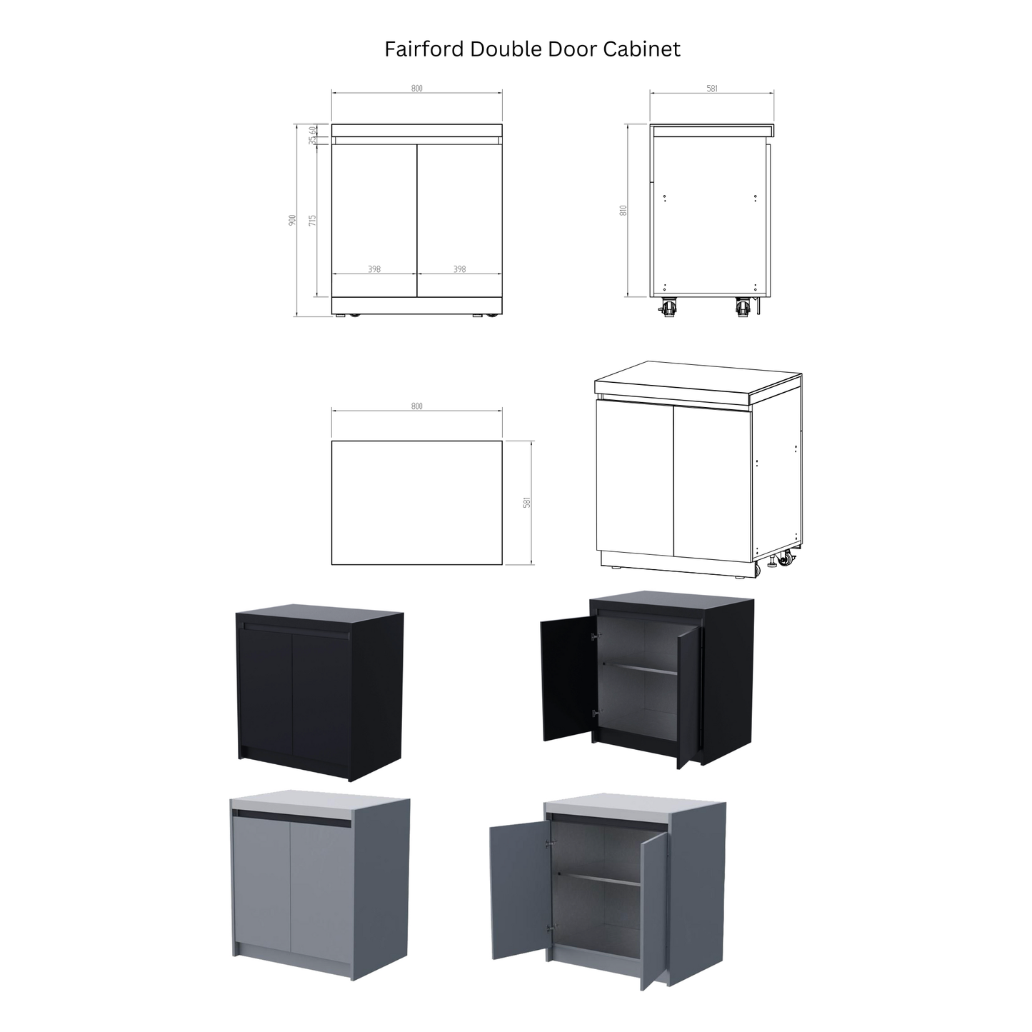 Whistler Fairford Grey U-Shaped Outdoor Kitchen with Burford 5-Burner BBQ | 2.3m x 4.8m x 1.6m