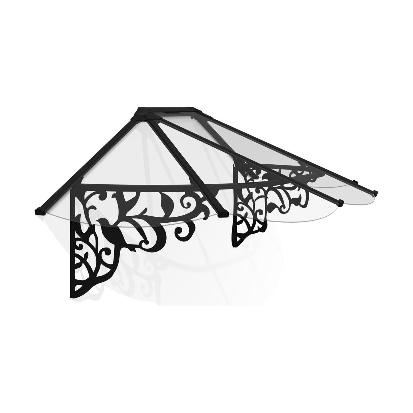 Canopia Lily Door Canopy - Black Aluminium Frame & Clear Polycarbonate