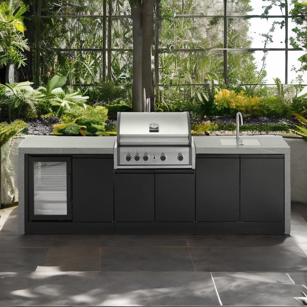 GrandPro 274 Pro Elite Outdoor Kitchen with Fridge + Sink Waterfall Edition