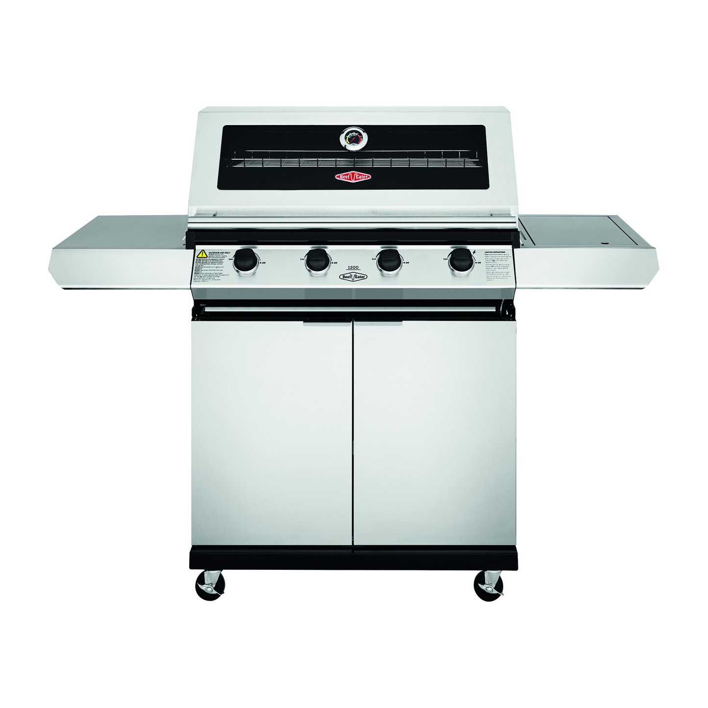 Beefeater 1200S Series 4 Burner Gas BBQ with Trolley and Side Burner from the front