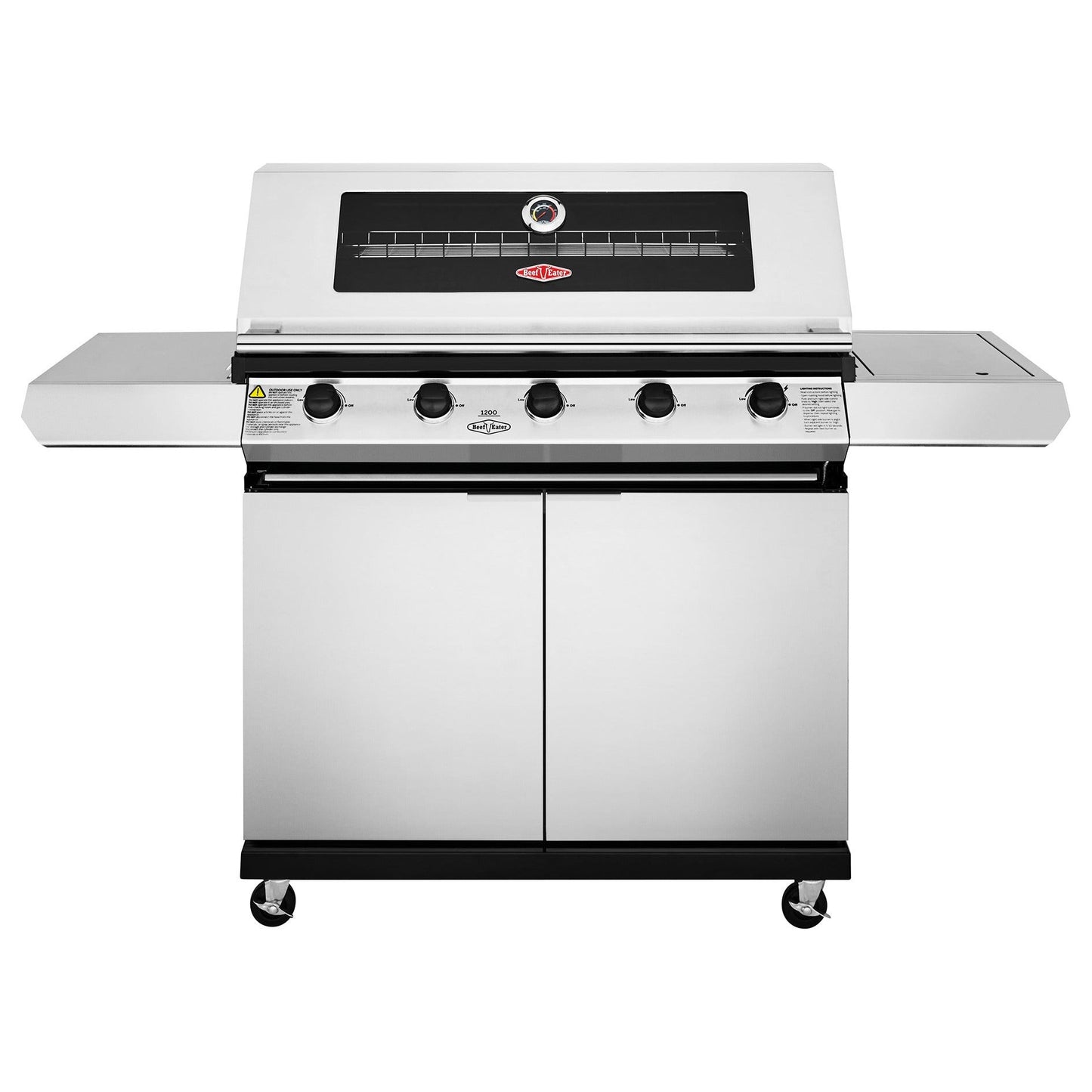 Beefeater 1200S Series 5 Burner Gas BBQ with Trolley and Side Burner from the front