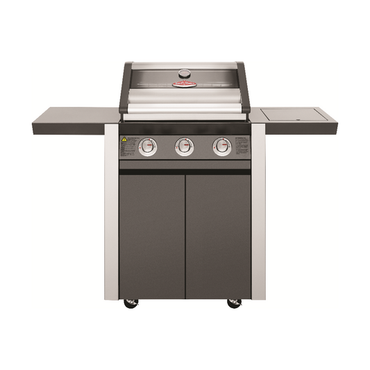Beefeater 1600 Series Dark 3 Burner Gas BBQ with Trolley and Side Burner from the front