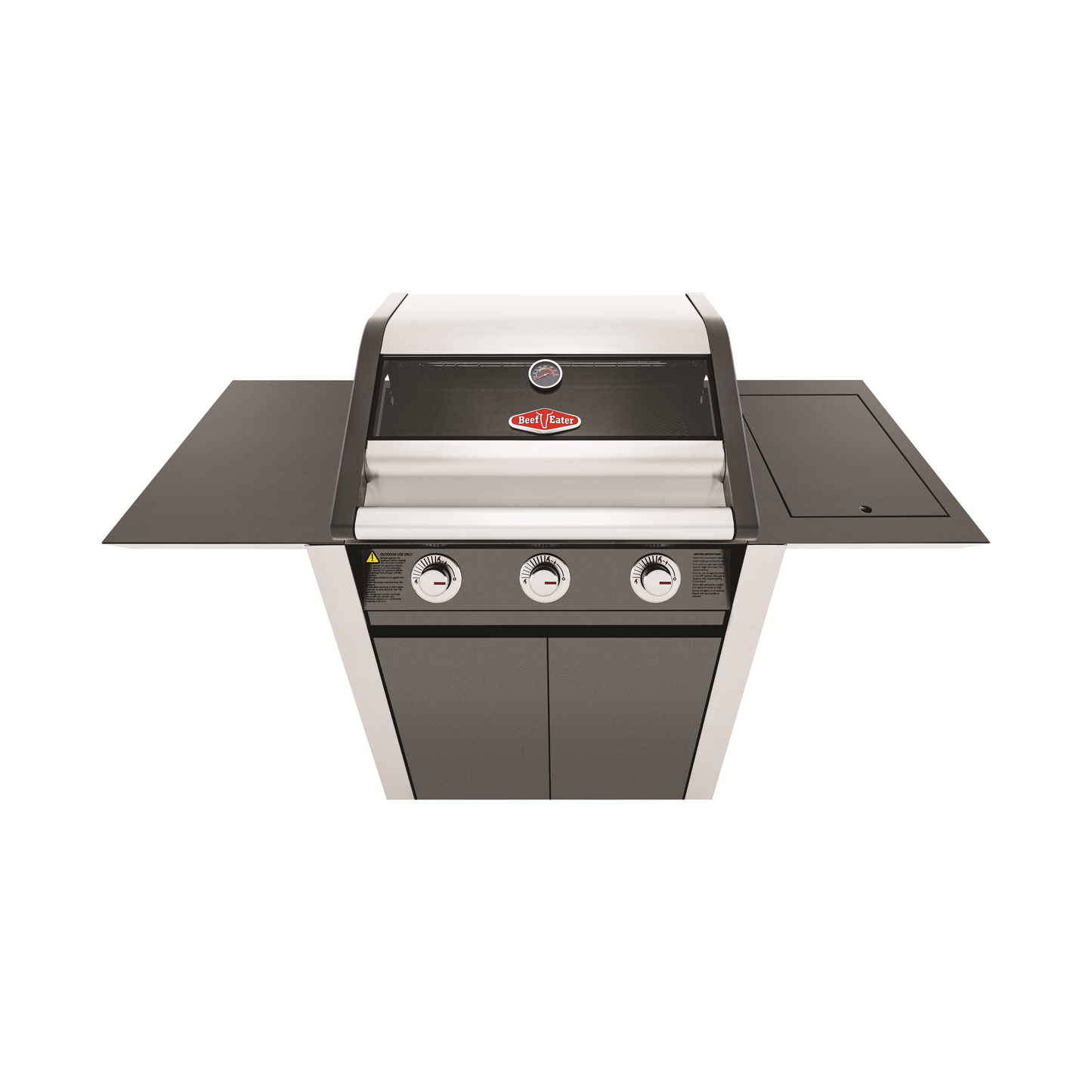 Beefeater 1600 Series Dark 3 Burner Gas BBQ with Trolley and Side Burner from the top