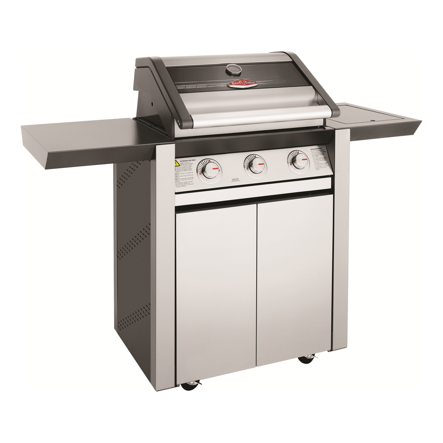 BeefEater 1600 Series 3 Burner Gas BBQ with Trolley and Side Burner