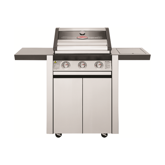 BeefEater 1600 Series 3 Burner Gas BBQ Grill with Trolley and Side Burner from the front