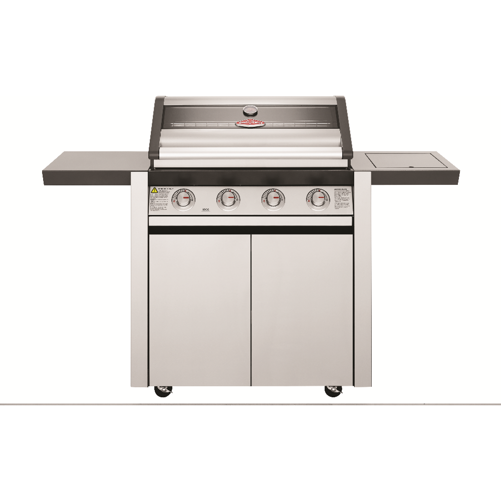 BeefEater 1600 Series 4 Burner Gas BBQ Grill with Trolley and Side Burner from the front