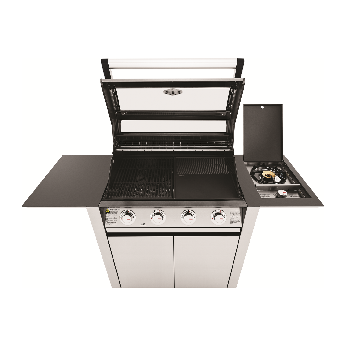 BeefEater 1600 Series 4 Burner Gas BBQ Grill with Trolley and Side Burner from the top