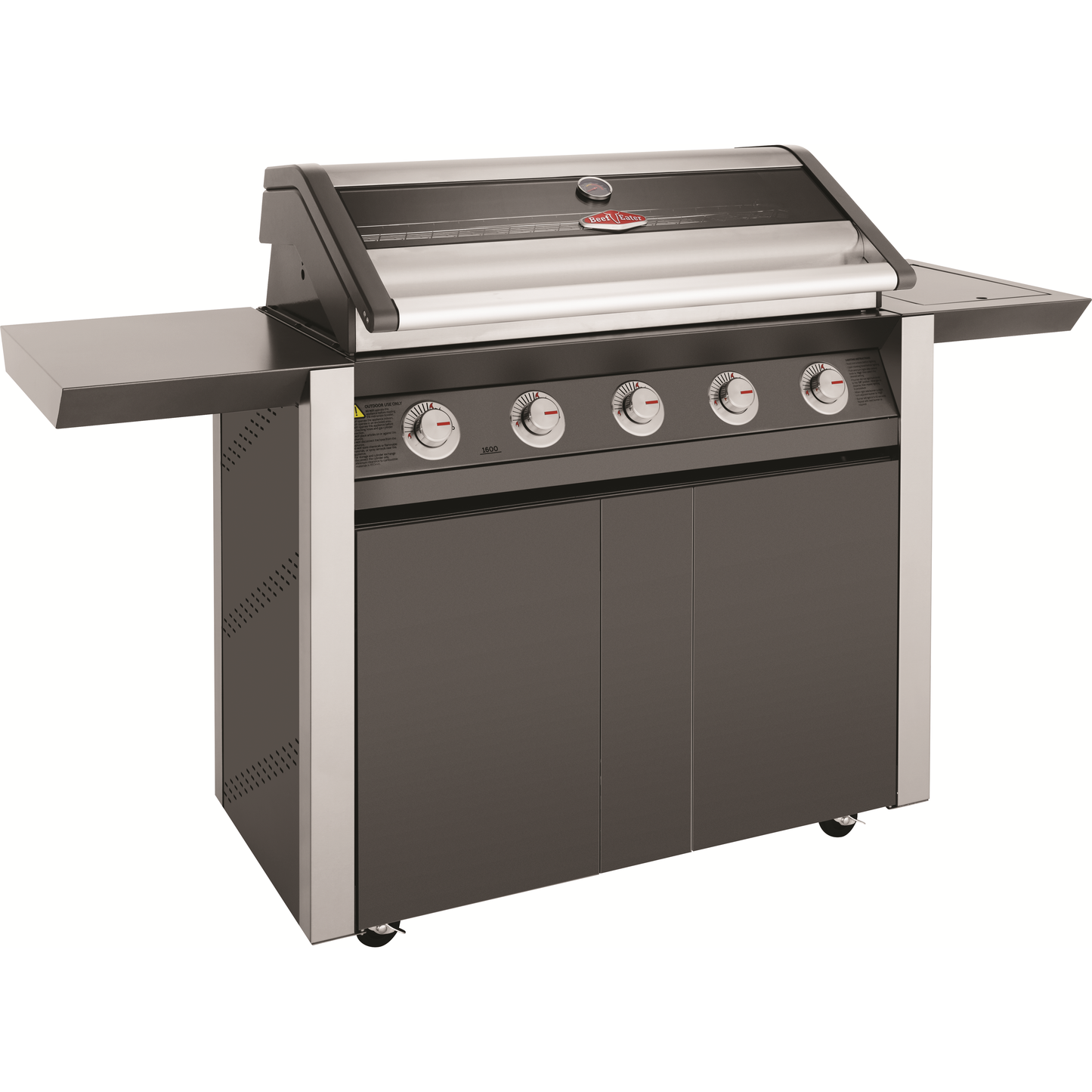 Beefeater 1600 Series Dark 5 Burner Gas BBQ with Trolley and Side Burner