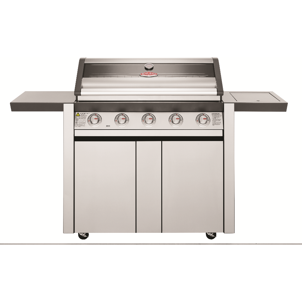 BeefEater 1600 Series 5 Burner Gas BBQ with Trolley and Side Burner from the front