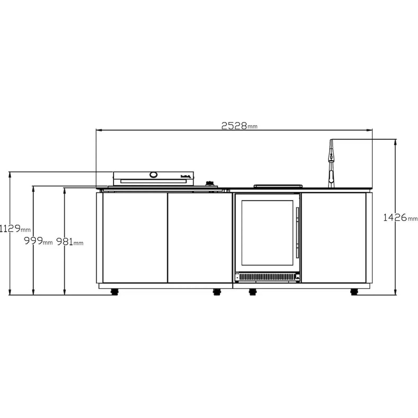 Buschbeck Derby Outdoor Kitchen Island 2.6M - Marble Grey