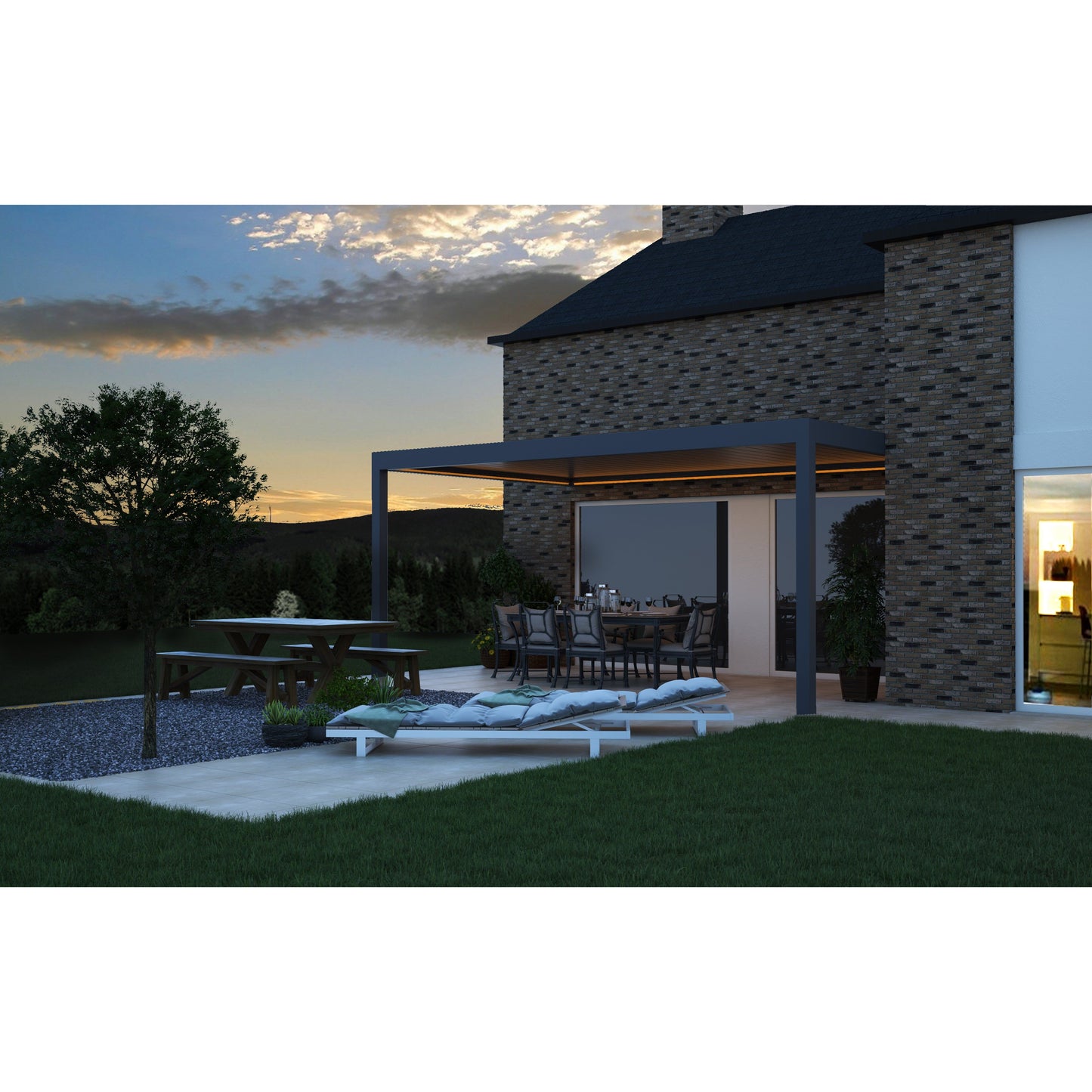 Deponti Pinela Manual - Aluminium Veranda with Tilted Roof Panels