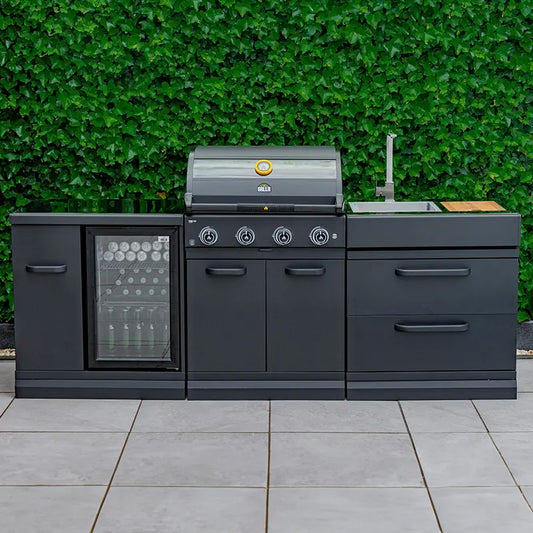 GRLLR Connect Outdoor Kitchen - 4 Burner Grill with Fridge and Sink