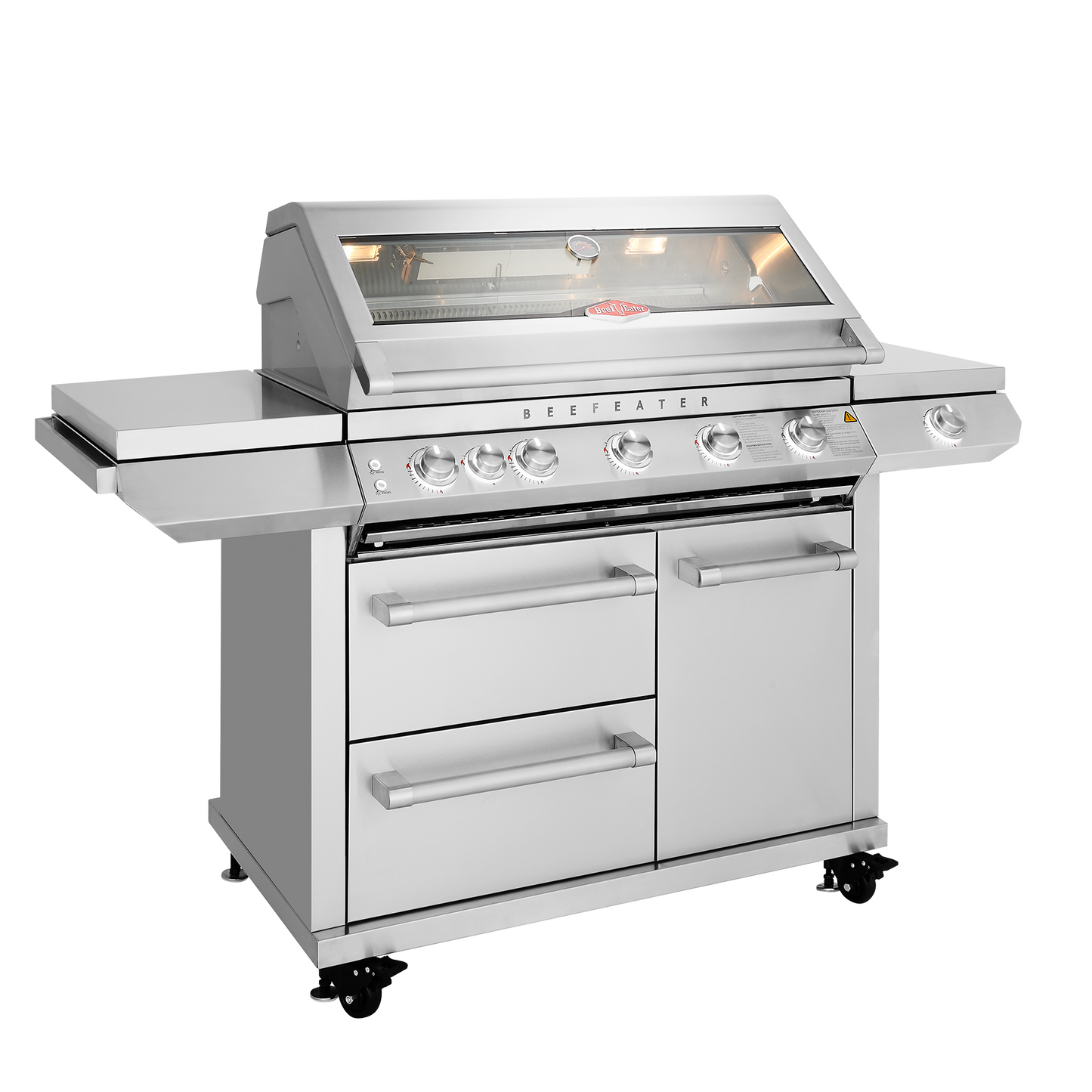 Beefeater 7000 Series Premium 5 Burner Gas BBQ Grill with Trolley and Side Burner from the side