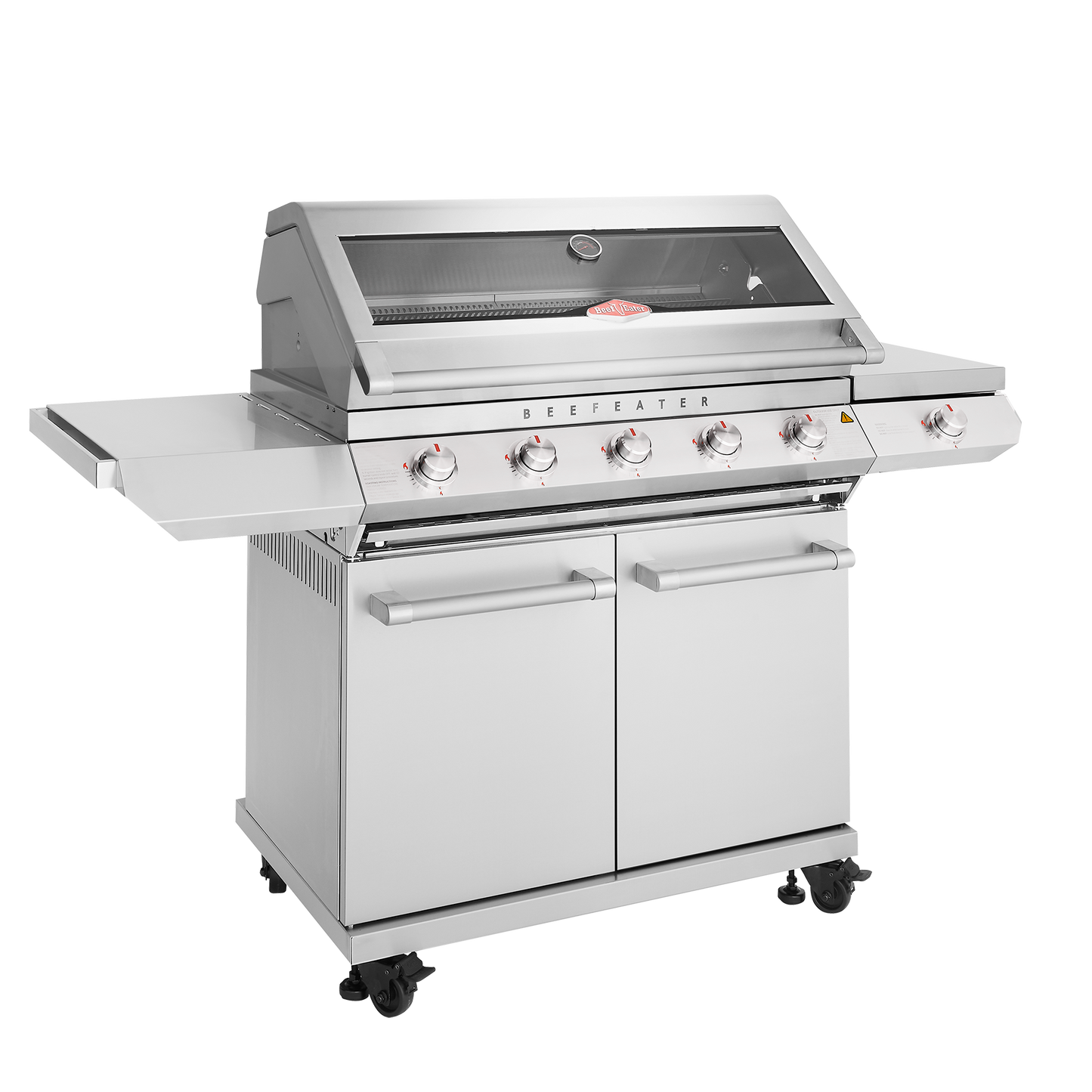 BeefEater 7000 Series Classic 5 Burner Gas BBQ with Trolley and Side Burner from the side