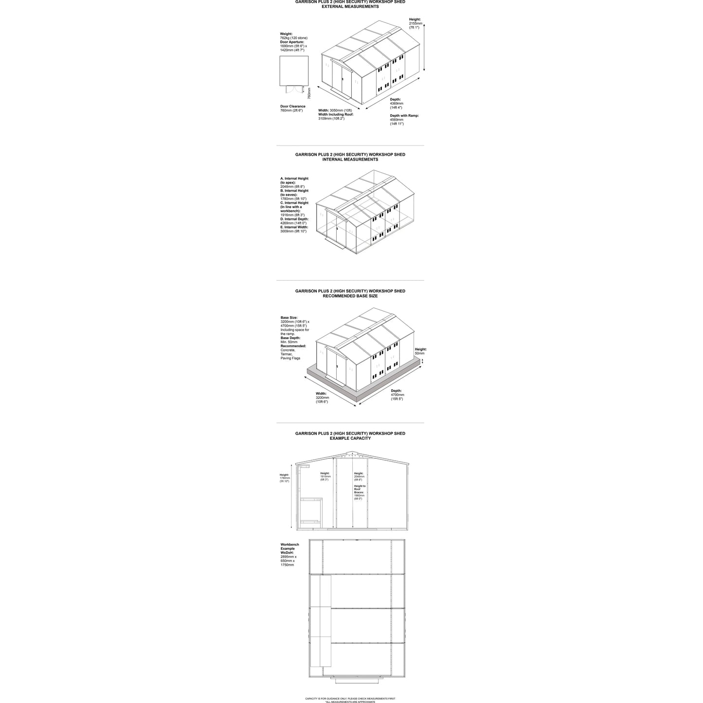 Asgard Metal Garden Workshop (Garrison Plus 2) 10x14 - Police Preferred Specification