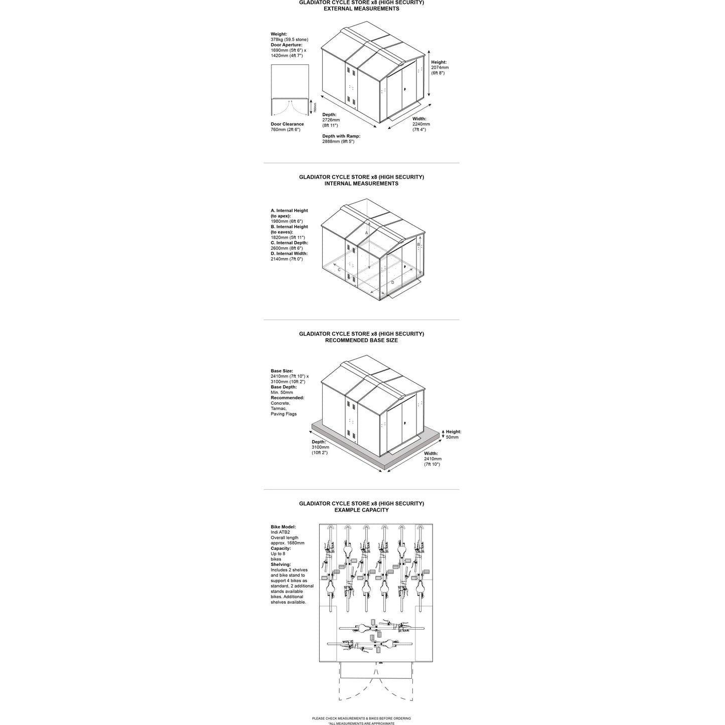 Asgard Cycle Storage (Gladiator) 8 bikes (7x9) - Police Preferred Specification