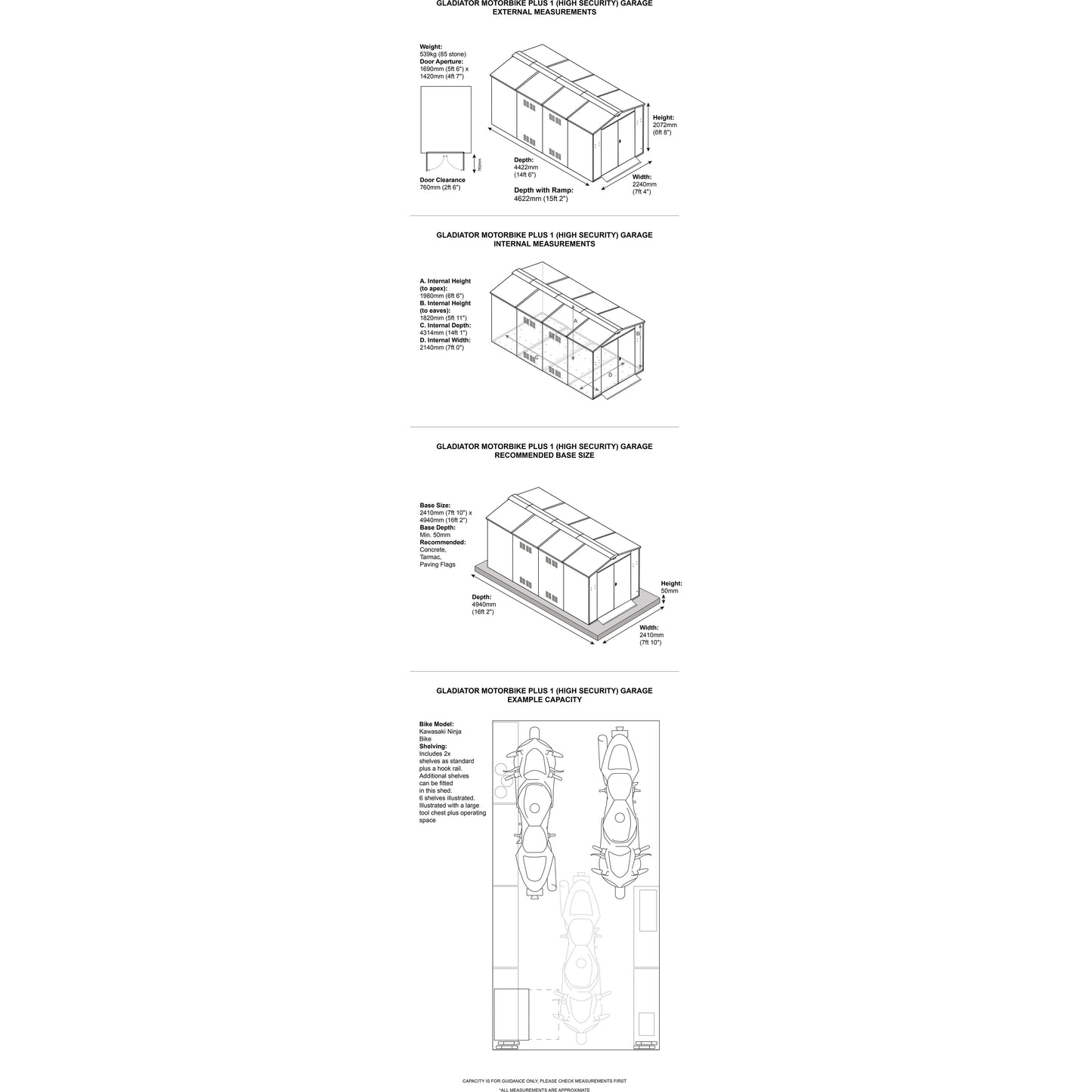 Asgard Motorcycle Storage Garage 7’4” x 14’6” - Police Preferred Specification