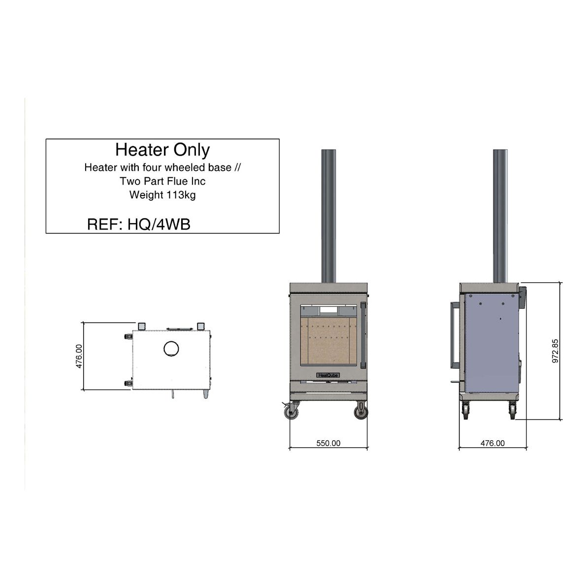HeatQube Heater Only: 4-Wheel Base