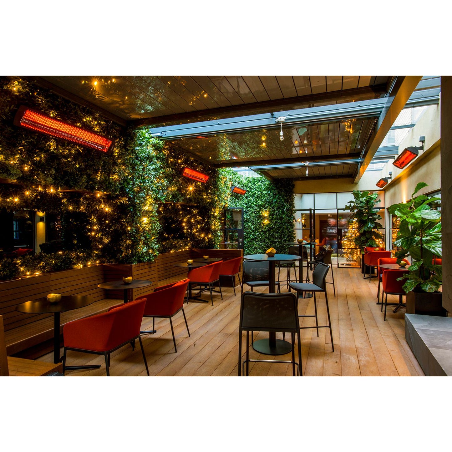 Bromic_Tungsten_Smart-Heat_Electric _Infrared_Heaters_on_the_restaurant_wall