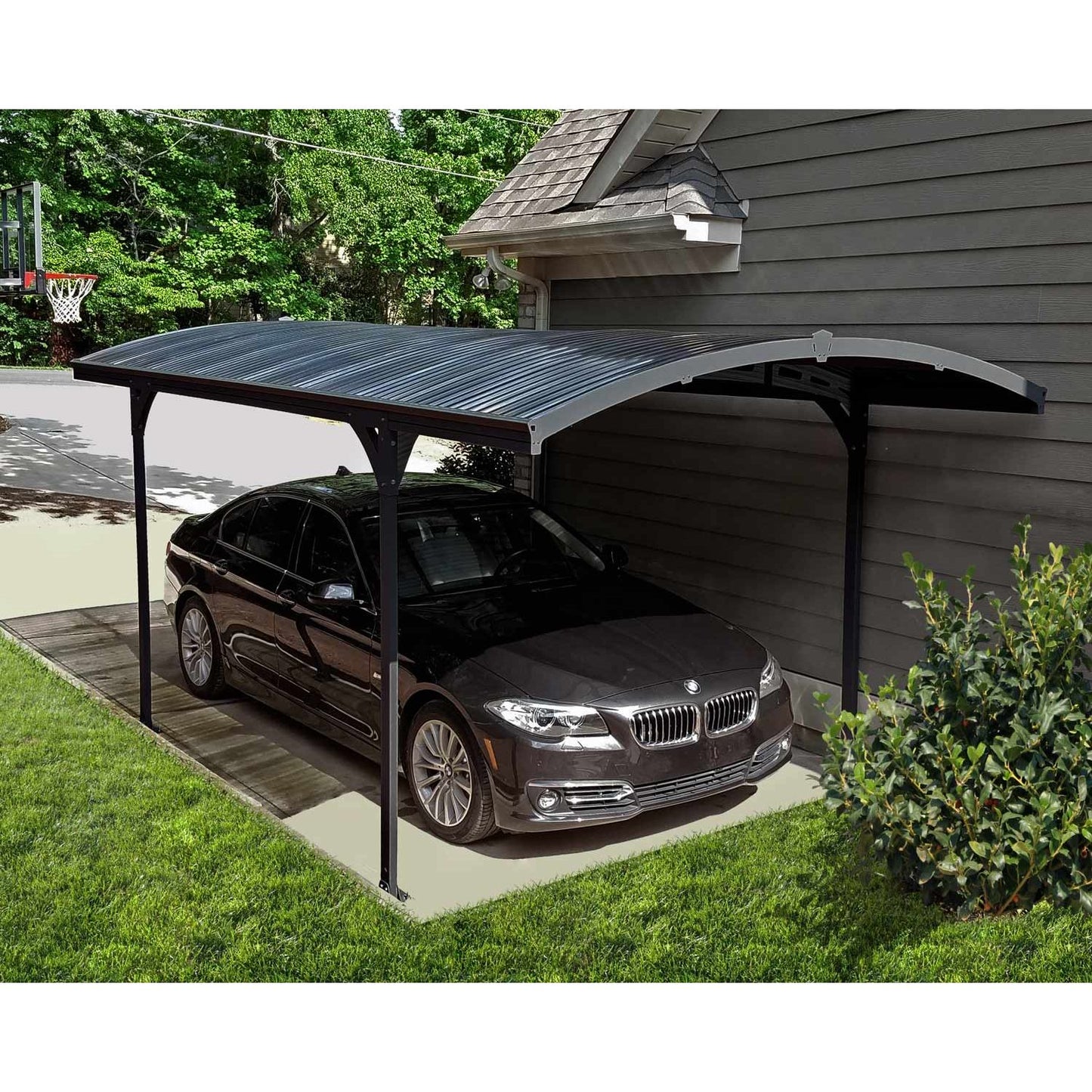 Canopia Atlas Carport 10 x 16 ft- Grey Aluminium & Polycarbonate Roof Panels