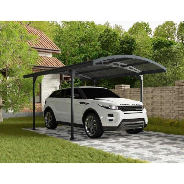 Canopia Atlas Carport 10 x 16 ft- Grey Aluminium & Polycarbonate Roof Panels