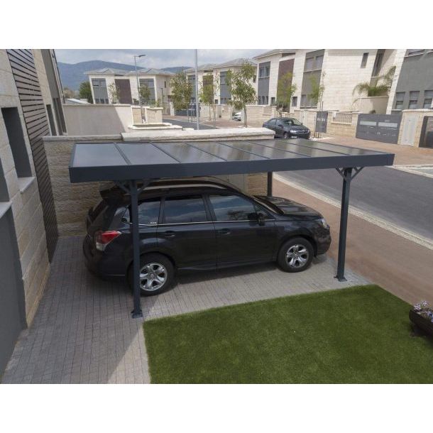 Canopia Palma Carport 10 x 16ft - Grey Aluminium & Twin-wall Polycarbonate Roof Panels