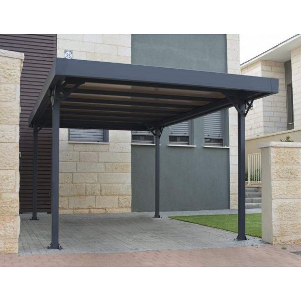 Canopia Palma Carport 10 x 16ft - Grey Aluminium & Twin-wall Polycarbonate Roof Panels