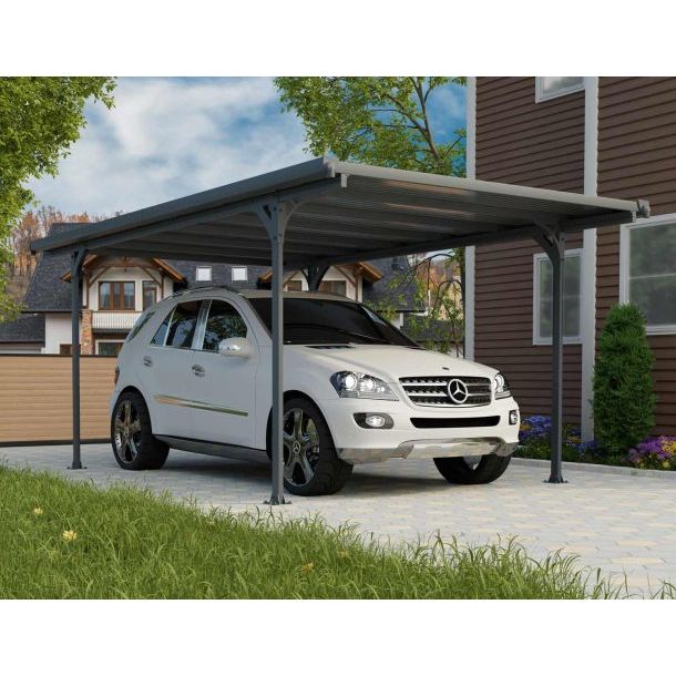 Canopia Verona Carport - Grey Aluminium & Twin-wall Polycarbonate Roof Panels