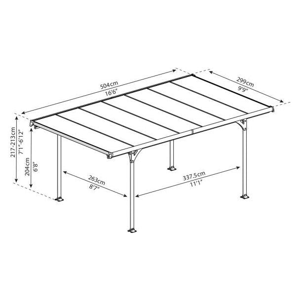 Canopia Verona Carport - Grey Aluminium & Twin-wall Polycarbonate Roof Panels