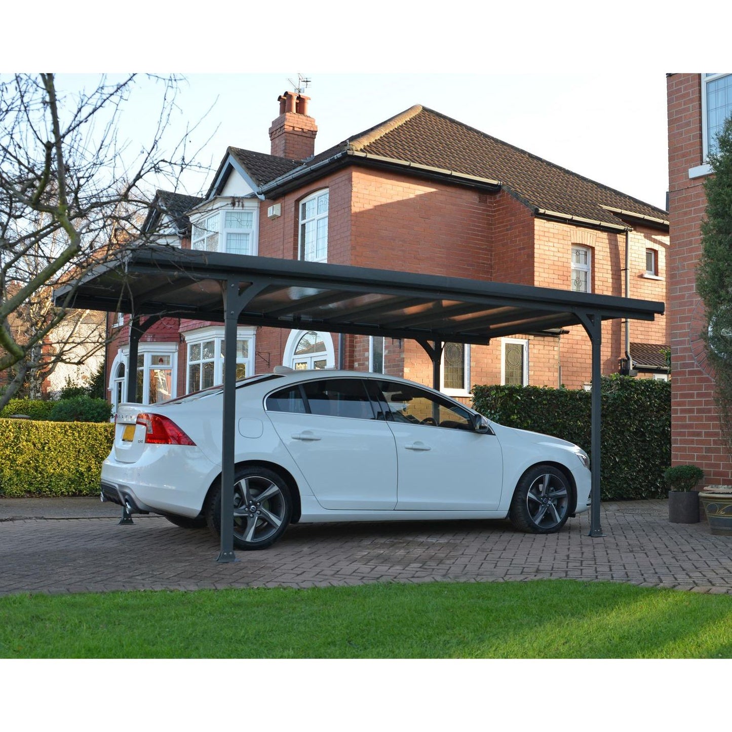Canopia Verona Carport - Grey Aluminium & Twin-wall Polycarbonate Roof Panels