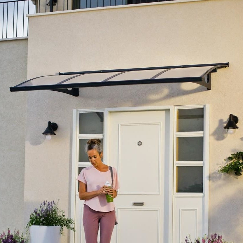 Canopia Herald Door Canopy - Grey Aluminium Frame & Twinwall Polycarbonate