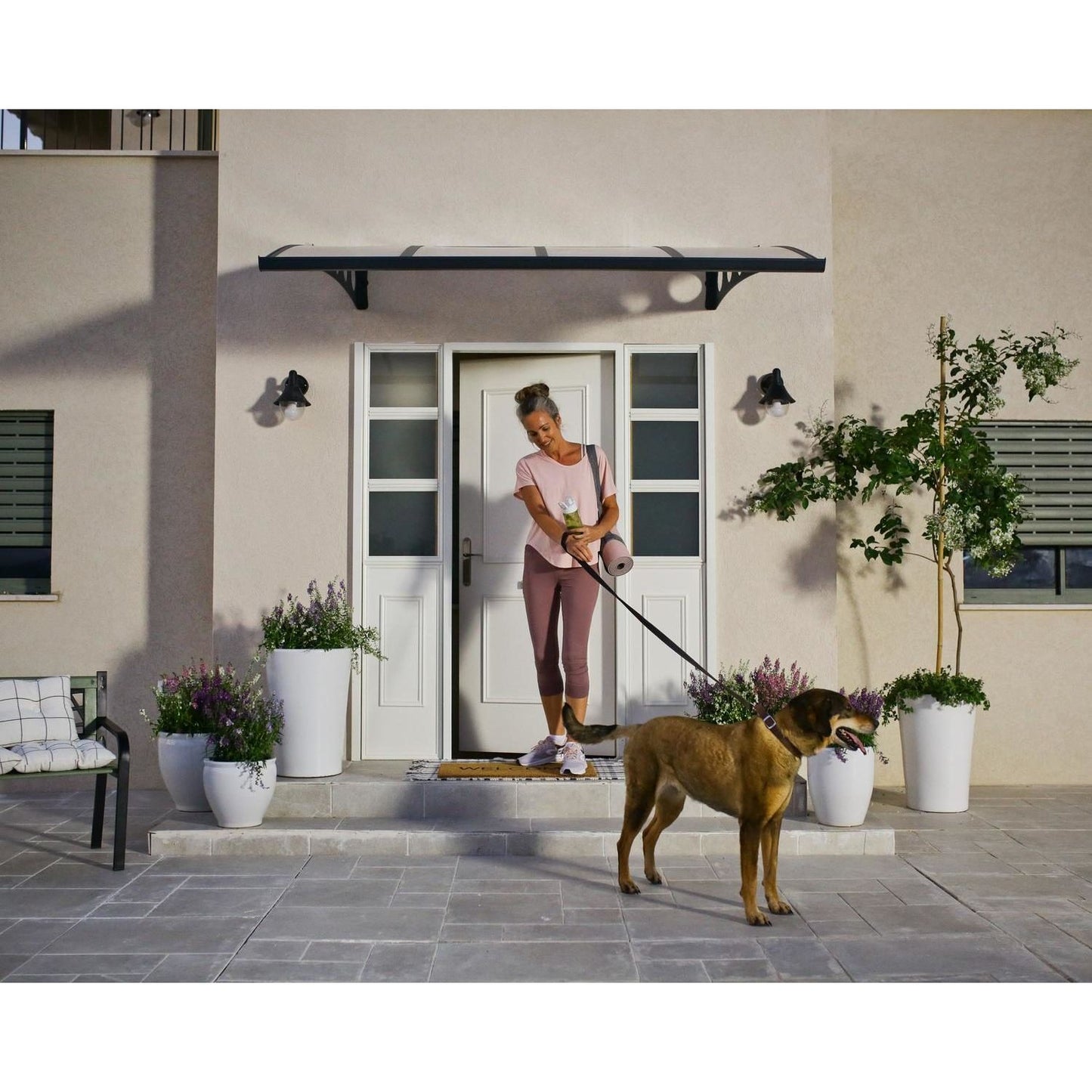 Canopia Herald Door Canopy - Grey Aluminium Frame & Twinwall Polycarbonate