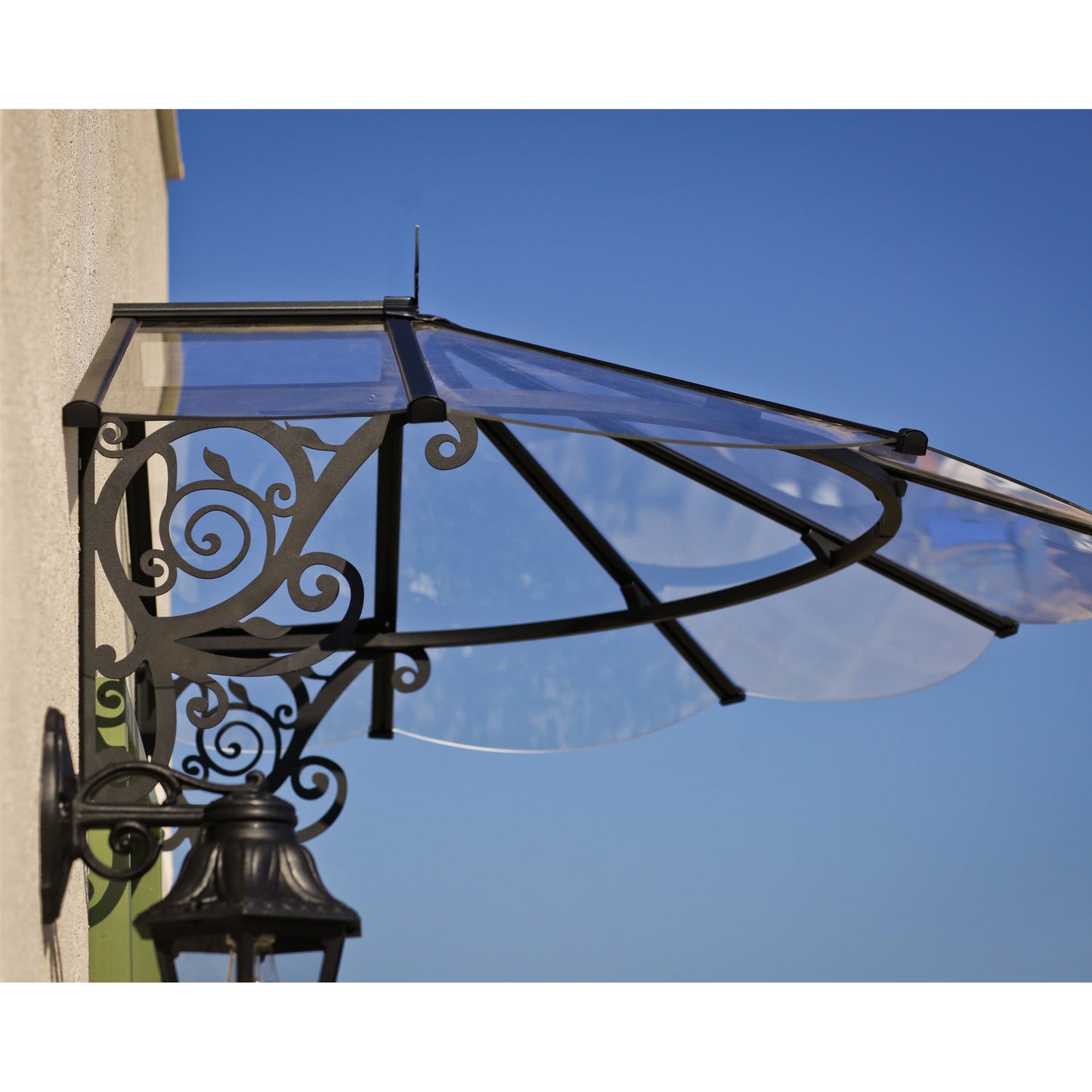 Canopia Lily Door Canopy - Black Aluminium Frame & Clear Polycarbonate