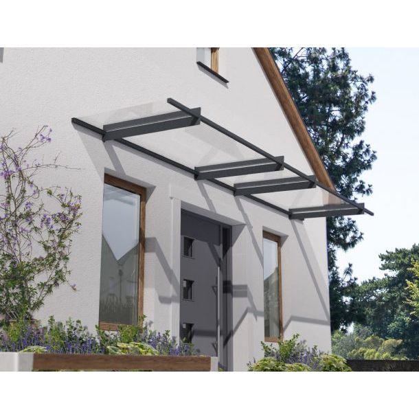 Canopia Nancy Door Canopy - Grey Aluminium Frame & Clear Polycarbonate