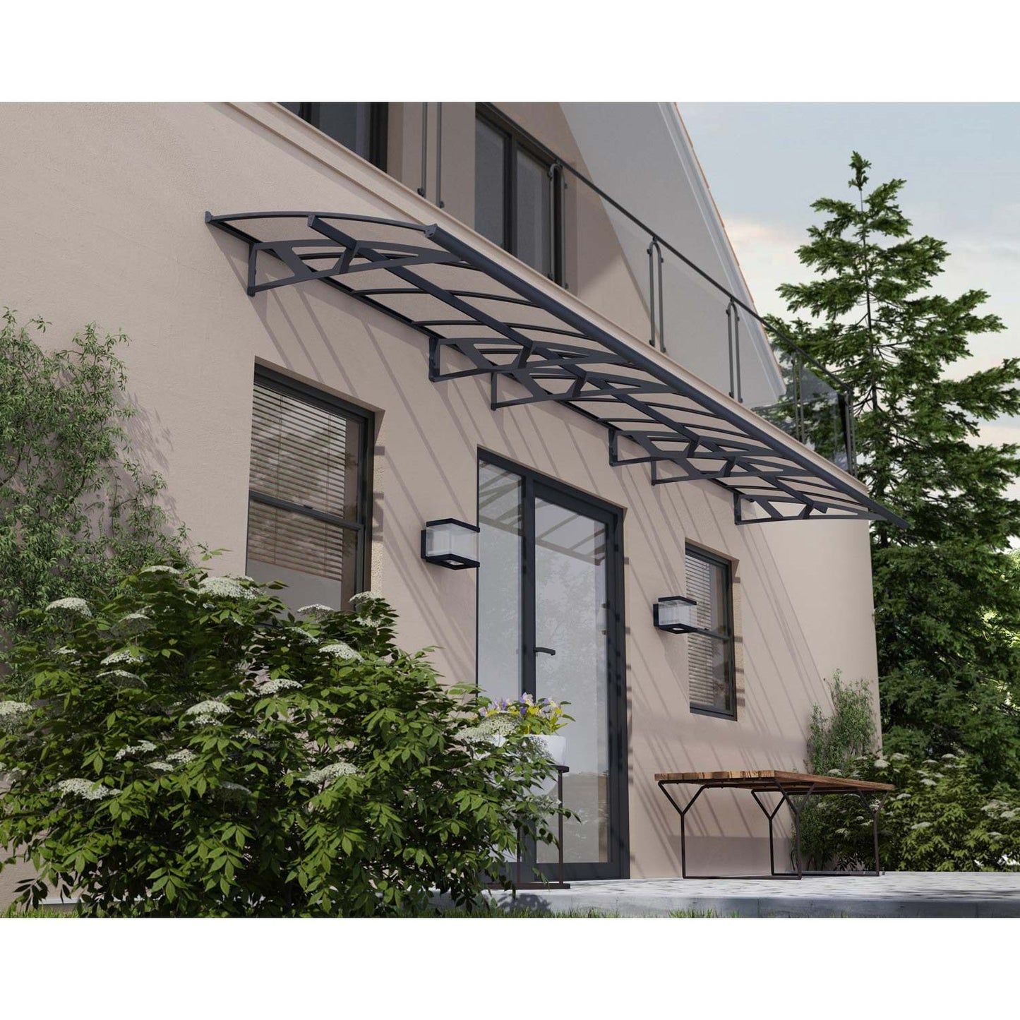 Canopia Amsterdam Door Canopy - Grey Aluminium Frame & Clear Polycarbonate