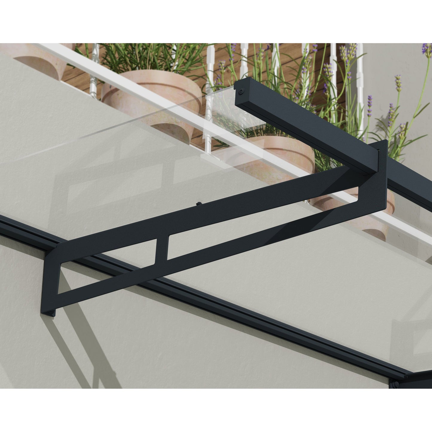 Canopia Bremen Door Canopy - Grey Aluminium Frame & Clear Polycarbonate