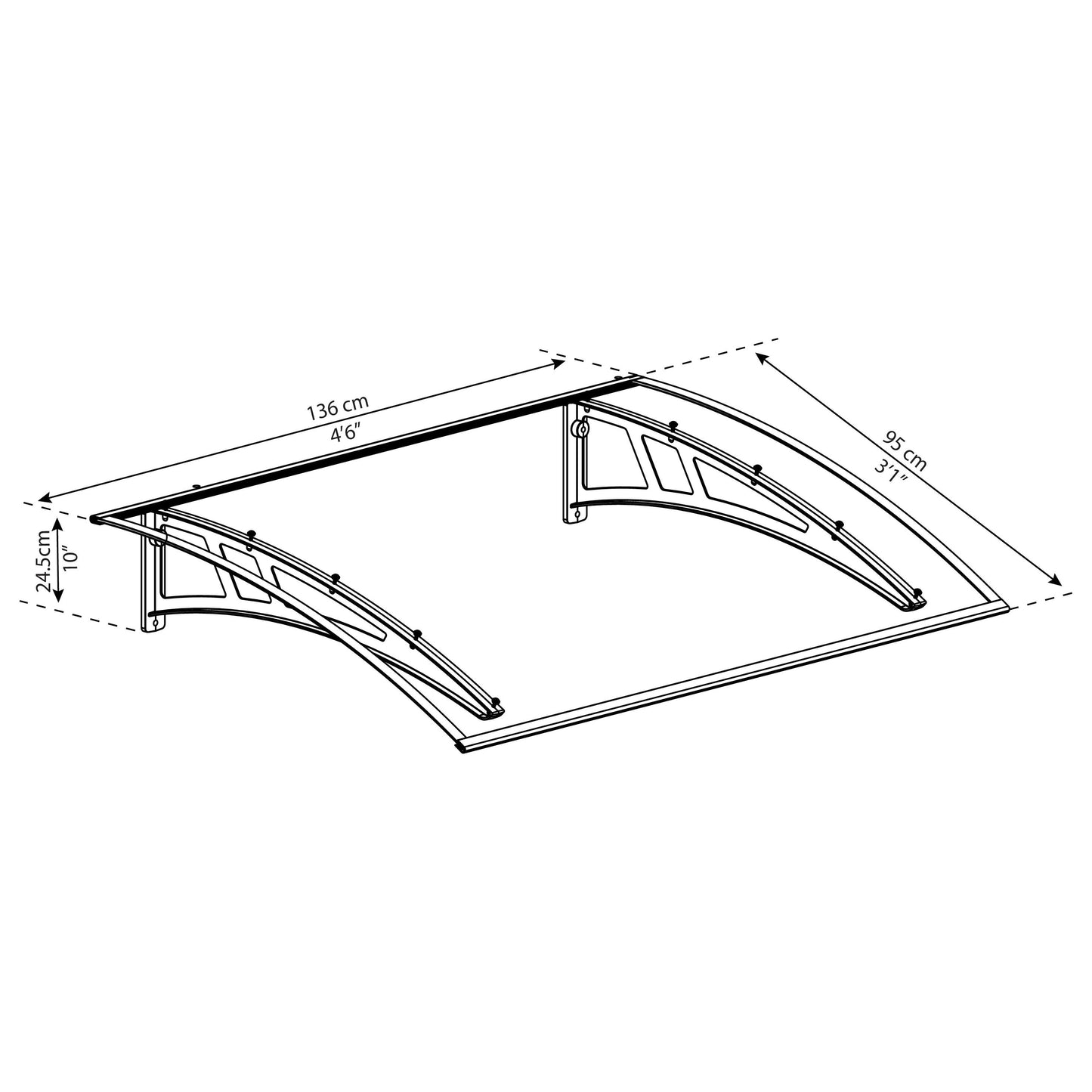 Canopia Calisto Door Canopy - Grey Aluminium Frame & Twinwall Polycarbonate