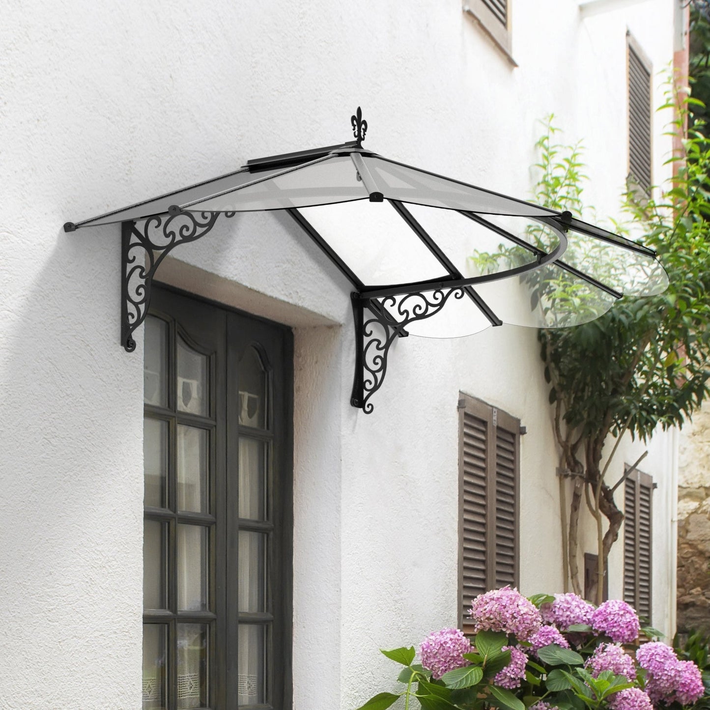 Canopia Iris Door Canopy - Black Aluminium Frame & Clear Polycarbonate